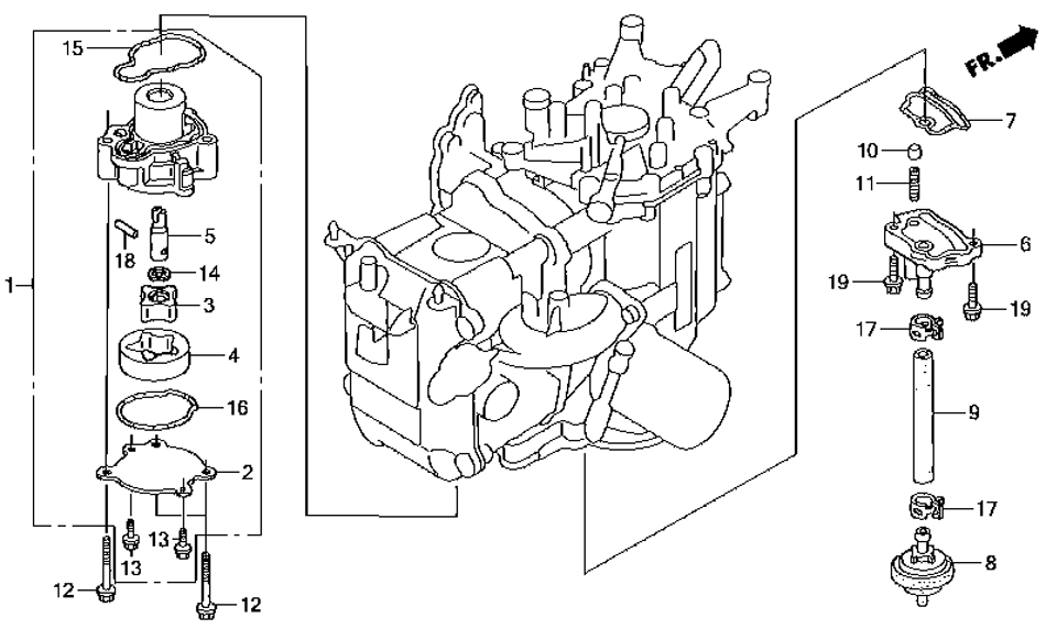 масляный насос мотора honda BF15 D3 S HU