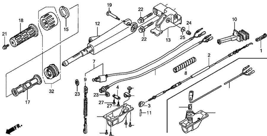 ручка рулевого управления honda BF15 D3 SHU Handlebar