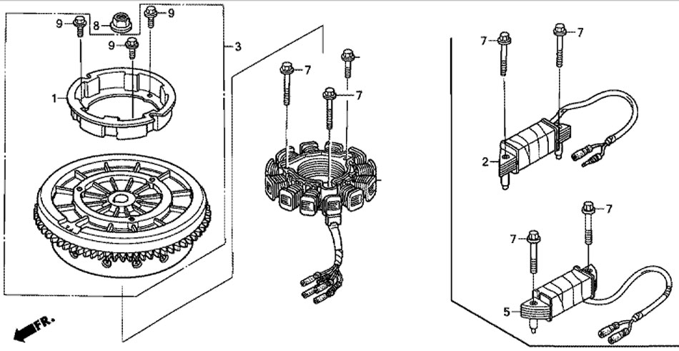 лодочный мотор Honda BF20D3SHU маховик Flywheel