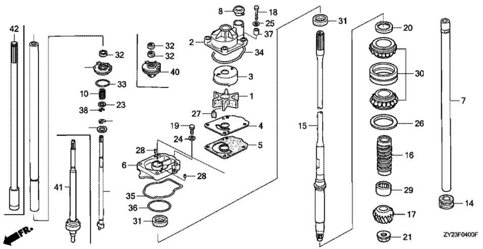 ������� ����� � ���������� �� ��������� Honda BF225 A6 XU � ������������ ��� 