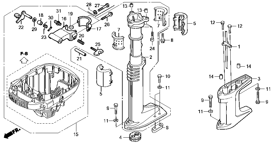 удлинитель корпуса мотора honda BF 2,3 D6 SC-HU