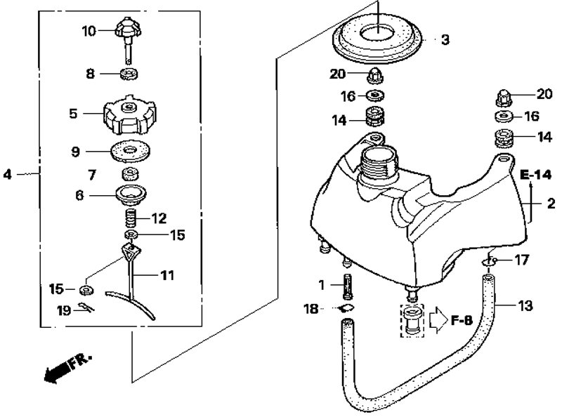 топливный бак и топливная система мотора honda BF 2,3 D6 SCHU