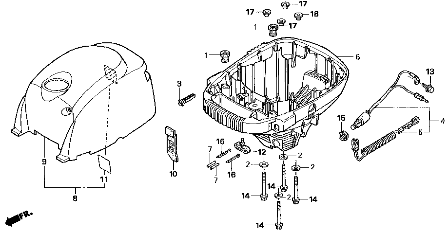 корпус лодочного мотора honda BF2,3D6 SC HU