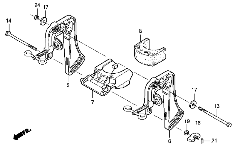 крепление мотора honda BF 2,3 D6 SC HU к транцу лодки (Swivel Case / Stern Bracket)