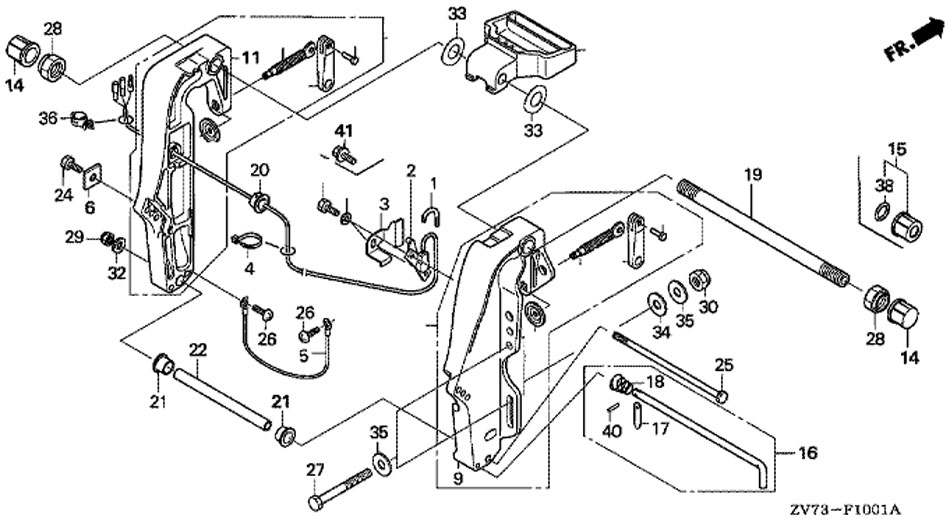 кронштейн транца типа 2 honda BF30 A4 SRTU, Stern Bracket