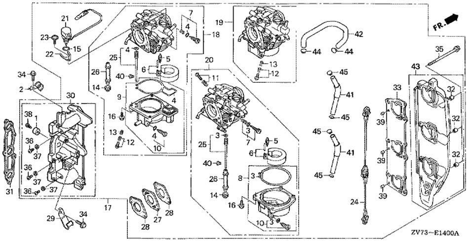 лодочный мотор honda BF 30 A4 SRTU, карбюратор в сборе, Carburetor