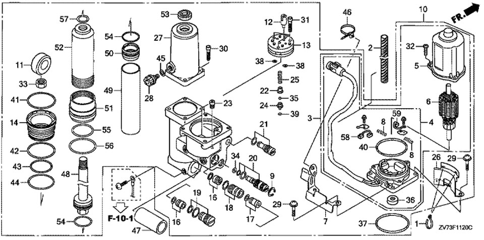 механизированный дифферент наклона модели honda BF30A4 SRTU