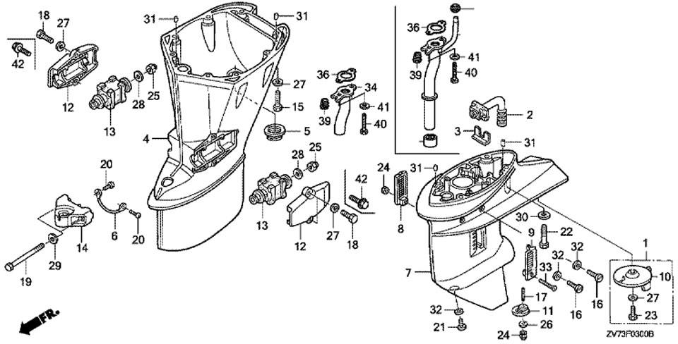 удлиняющий кожух Honda BF30A4 SRTU, запчасти Extension Case