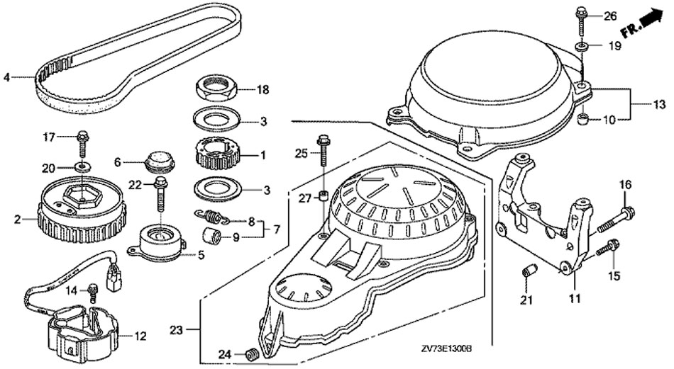 лодочный двигатель honda BF30 A4 SRTU, ремень распредвала, Timing Belt