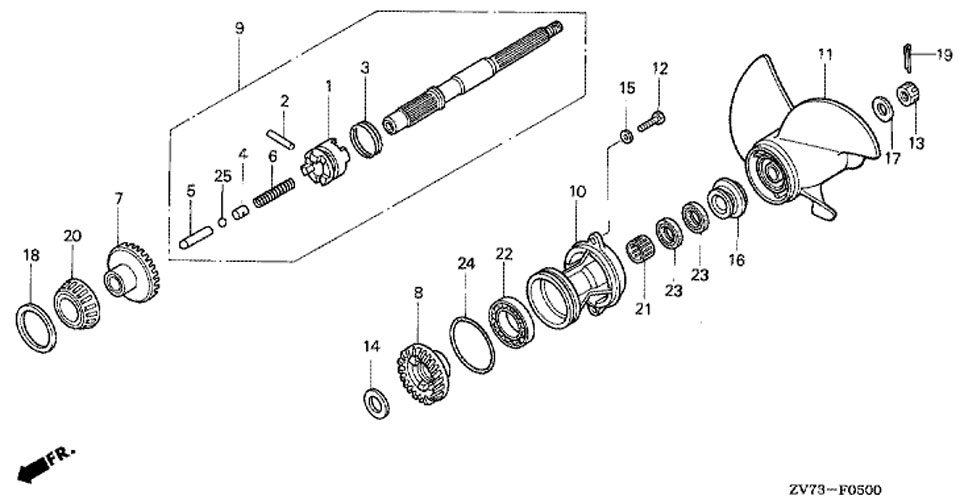 вал гребного винта и гребной винт Water Pump для honda BF 30 A4 SRTU, Propeller Shaft + Propeller