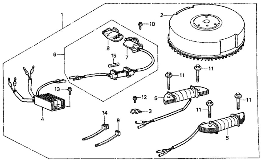 комплект зарядной розетки на мотор Honda BF5 A4 SU