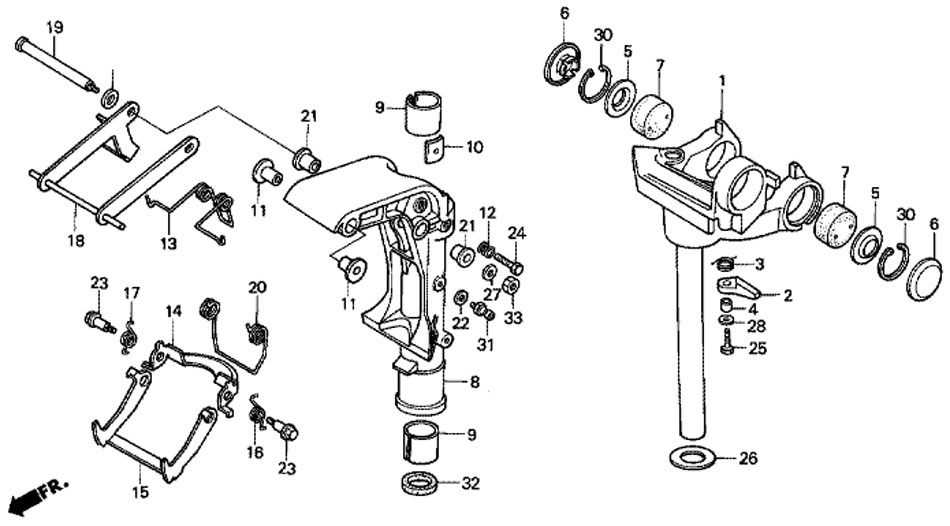 крепежная рама и корпус шарниров honda BF5 A4 SU