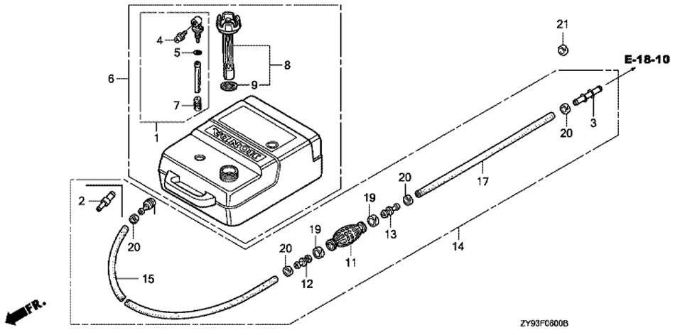   Honda BF 90 DKO LRTU Fuel Tank