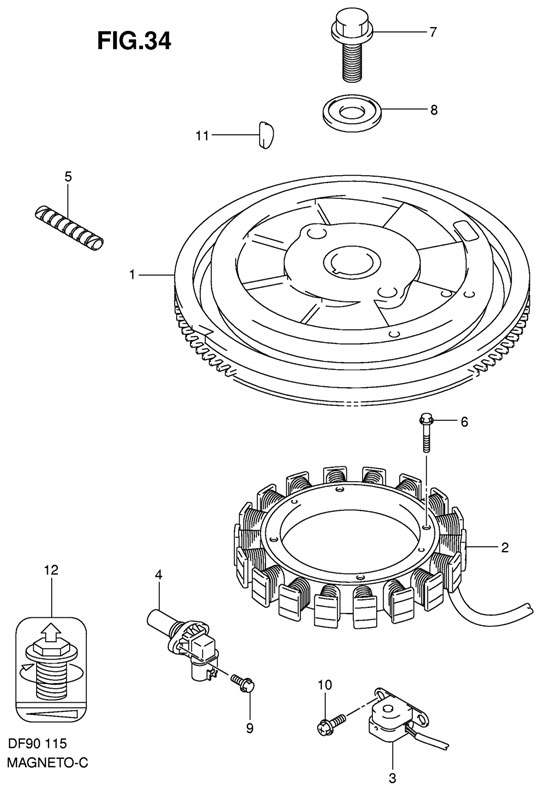  Suzuki DF115 TL K9 Magneto   