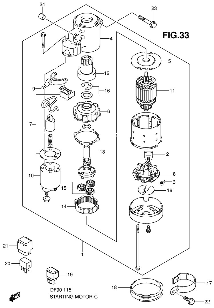  Suzuki DF 115 TL K9  Starting Motor