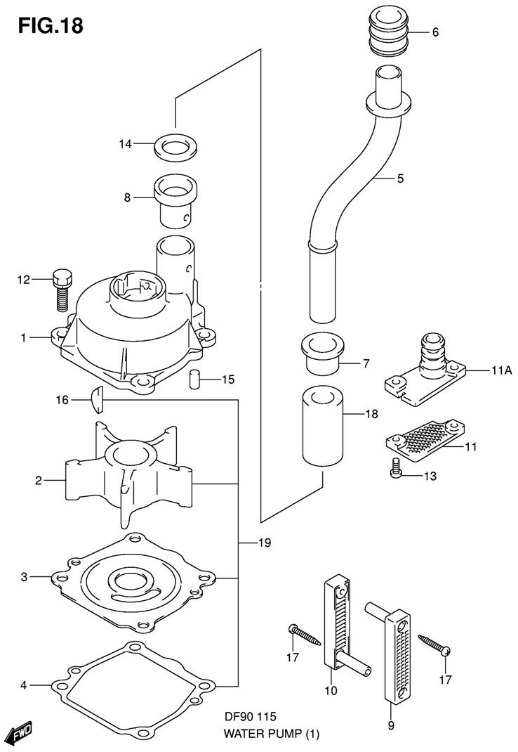   Water Pump  Suzuki DF90T, DF115T