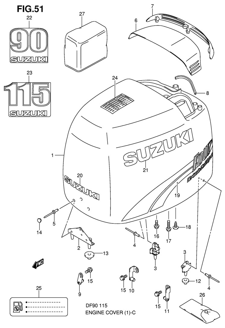   Engine Cover Suzuki DF 115 TL K9E1 K9   2001-2002