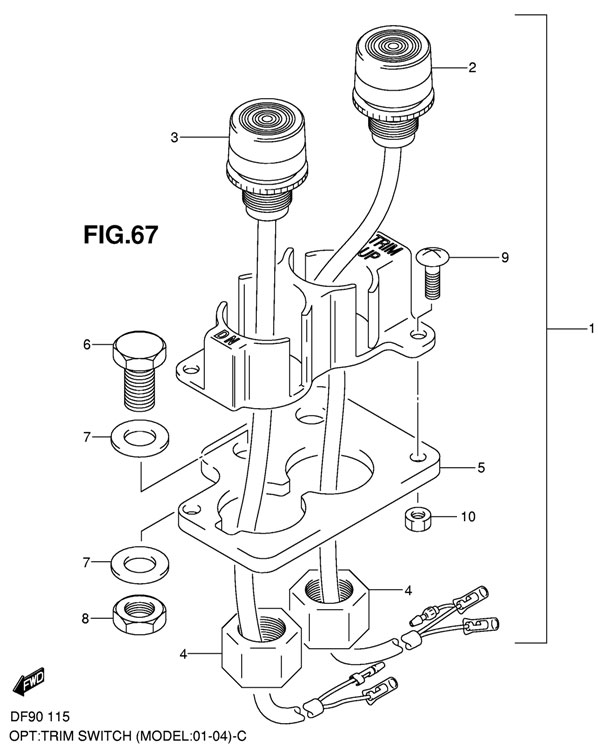   Suzuki DF 115 TL K9 2001-2004 Trim Switch