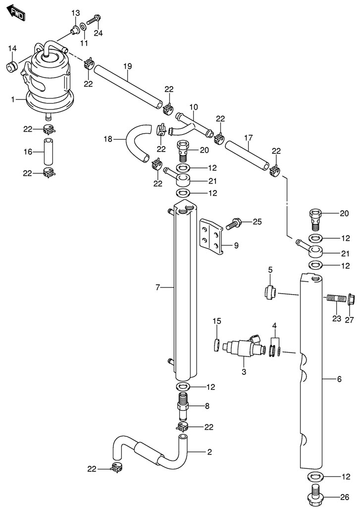   Suzuki DF140 TL K11 (E1) 2011 Fuel Injector  DF140T  DF140Z