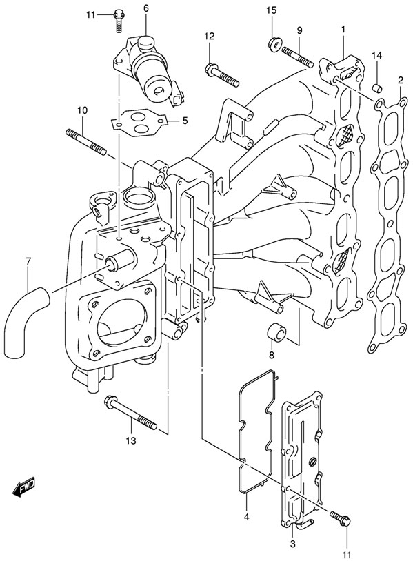   Suzuki DF140TL K11 (E1) 2011, Intake Manifold