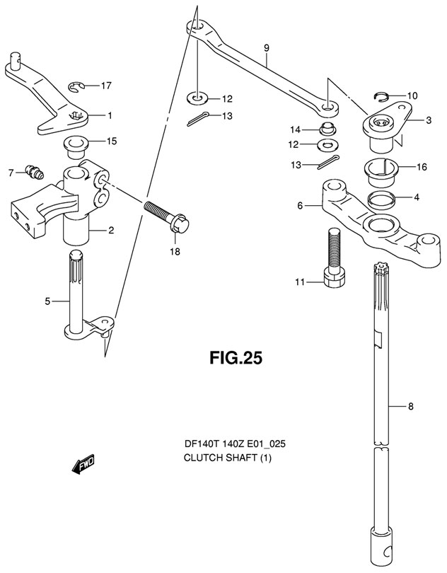   Suzuki DF140TL K11 (E1) K11, Clutch Shaft