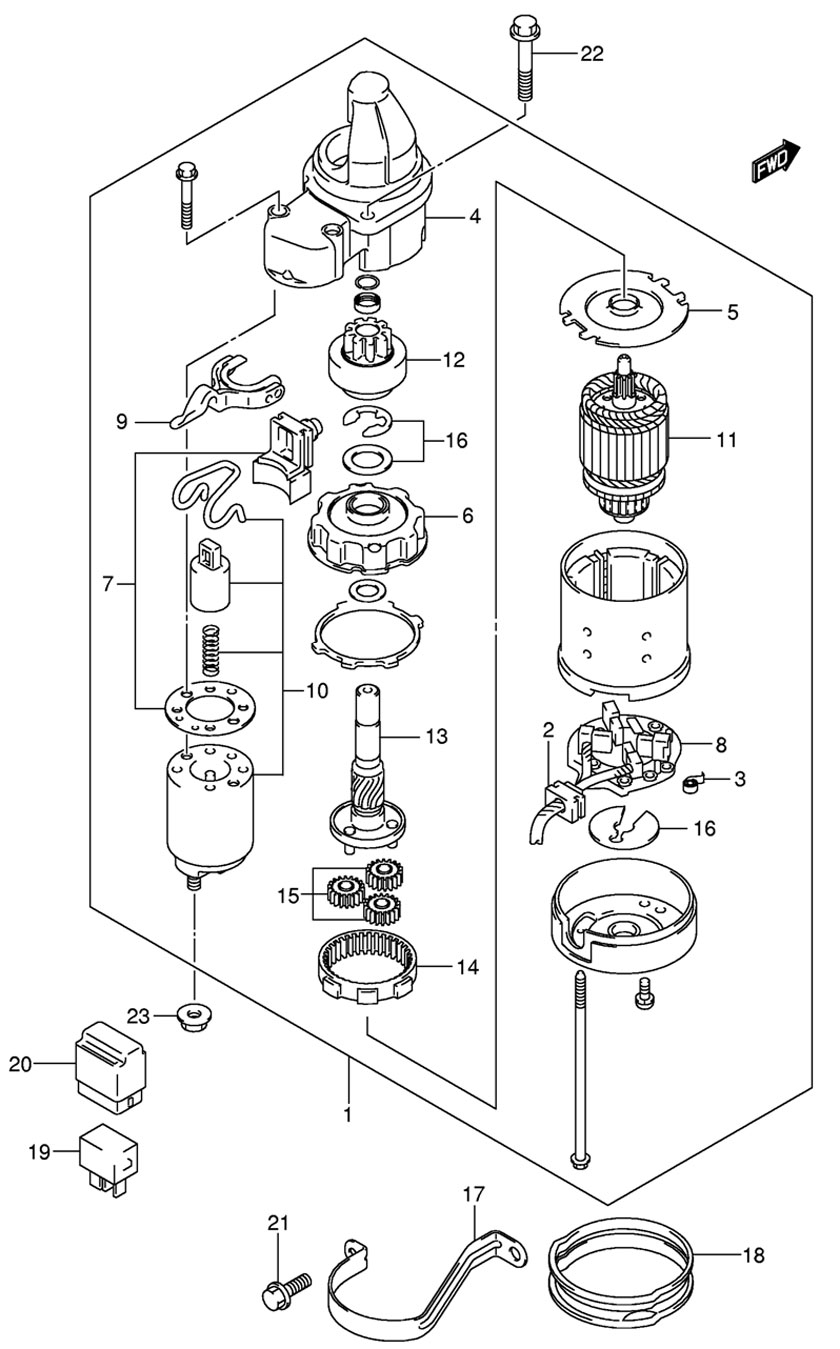   suzuki df15 sk9  - starting motor 2005-2009 