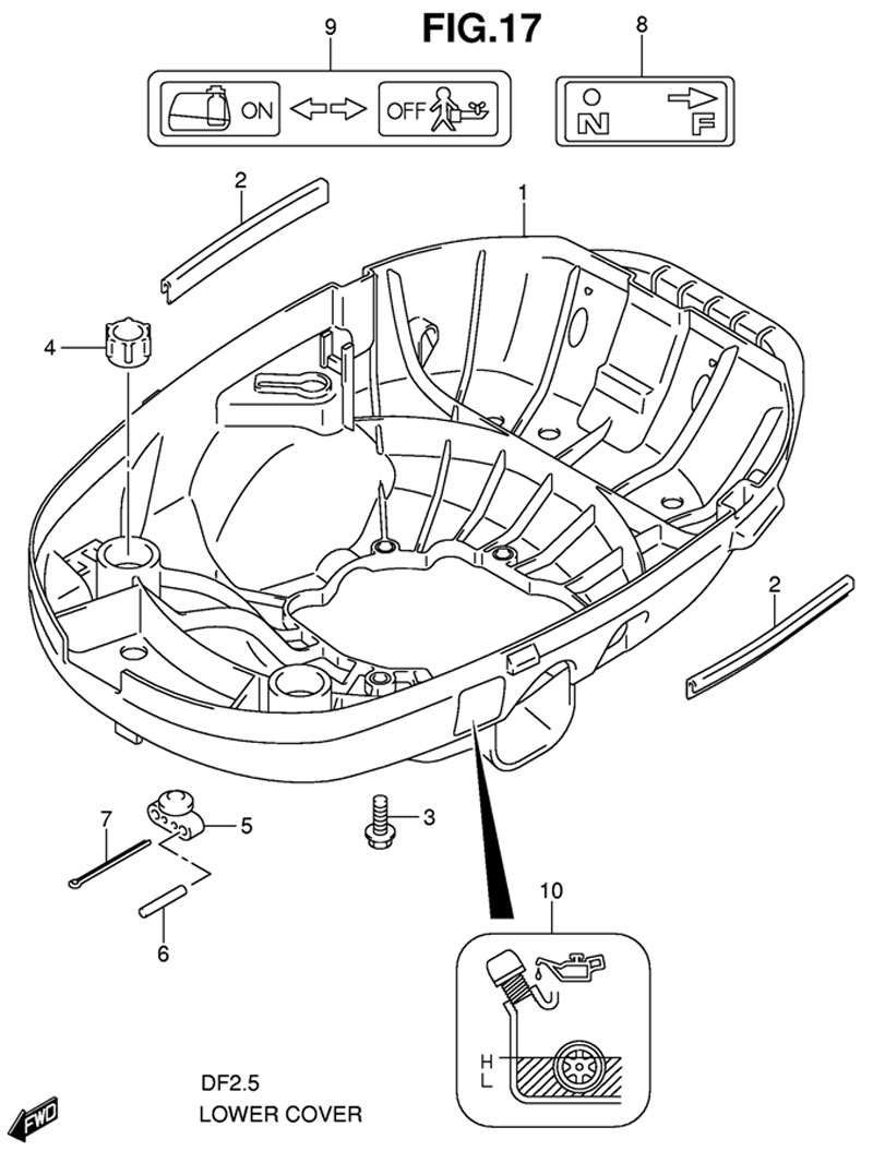 нижняя крышка Lower Cover suzuki df 2.5 sk9