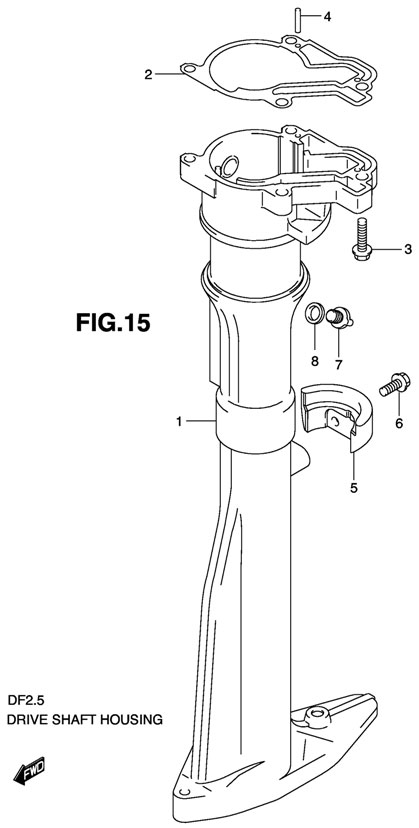 корпус вала передачи suzuki df 2.5 sk9 Drive Shaft Housing