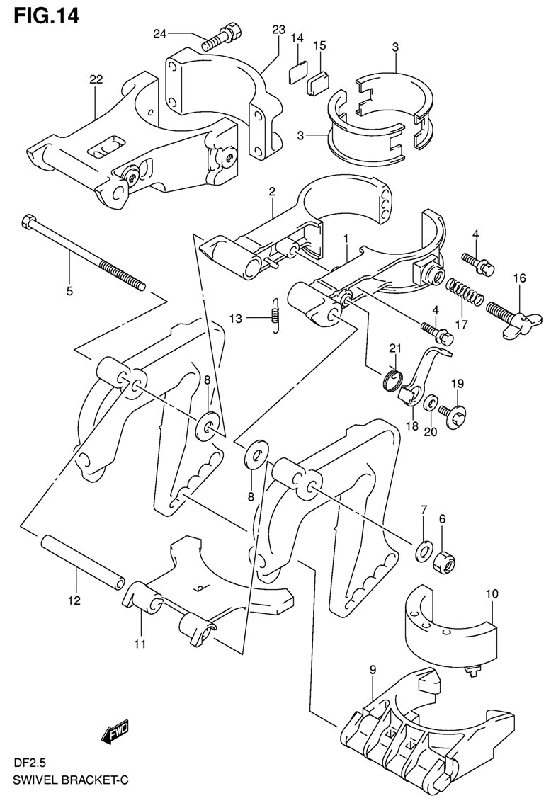 шарниры кронштейна suzuki df 2.5 sk9 Swivel Bracket