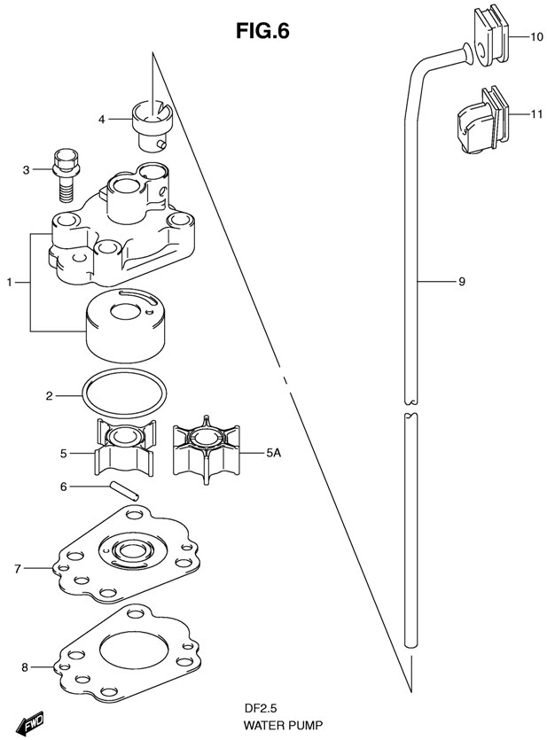 suzuki df2.5 sk9 2009 водяной насос, помпа, кральчатка