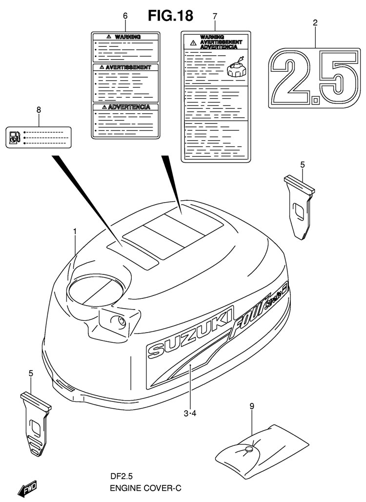 крышка лодочного мотора suzuki df2.5 sk9