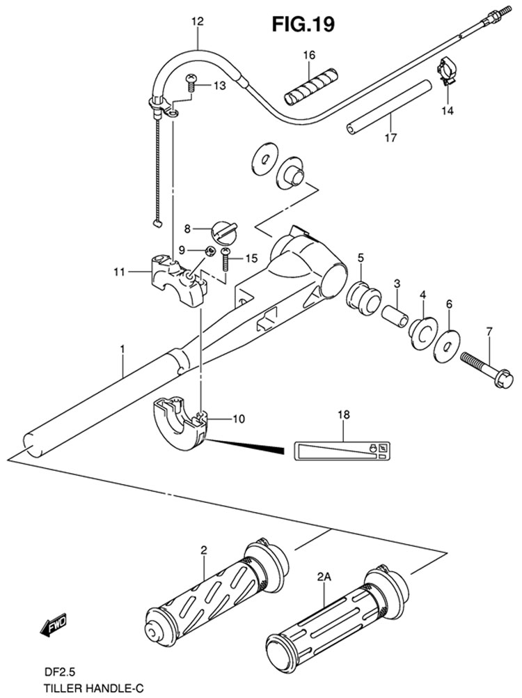 рукоятка румпеля suzuki df 2.5 sk9