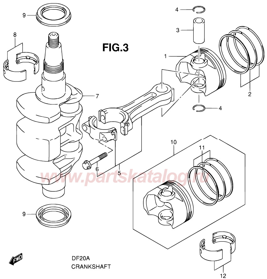  suzuki df20a -   Crankshaft   Piston