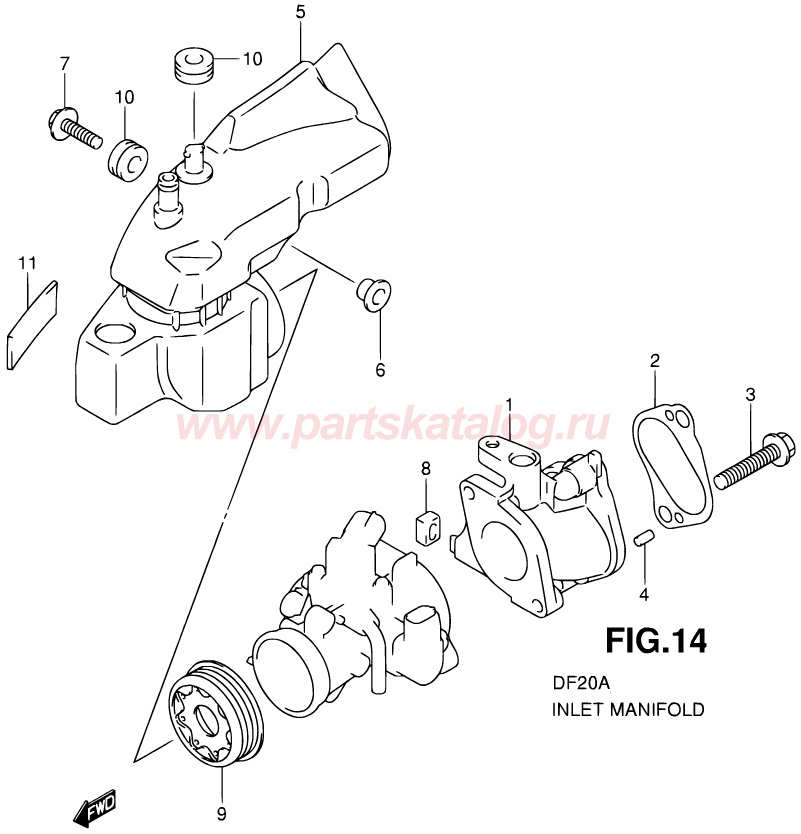 suzuki df20a 2013,   Inlet Manifold. Outboard Suzuki df15a p01