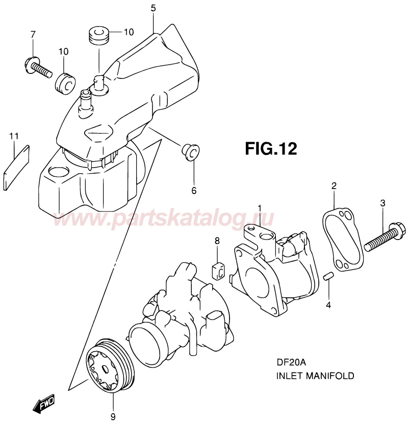 suzuki df20a 2013,   Inlet Manifold Suzuki df9.9b p01