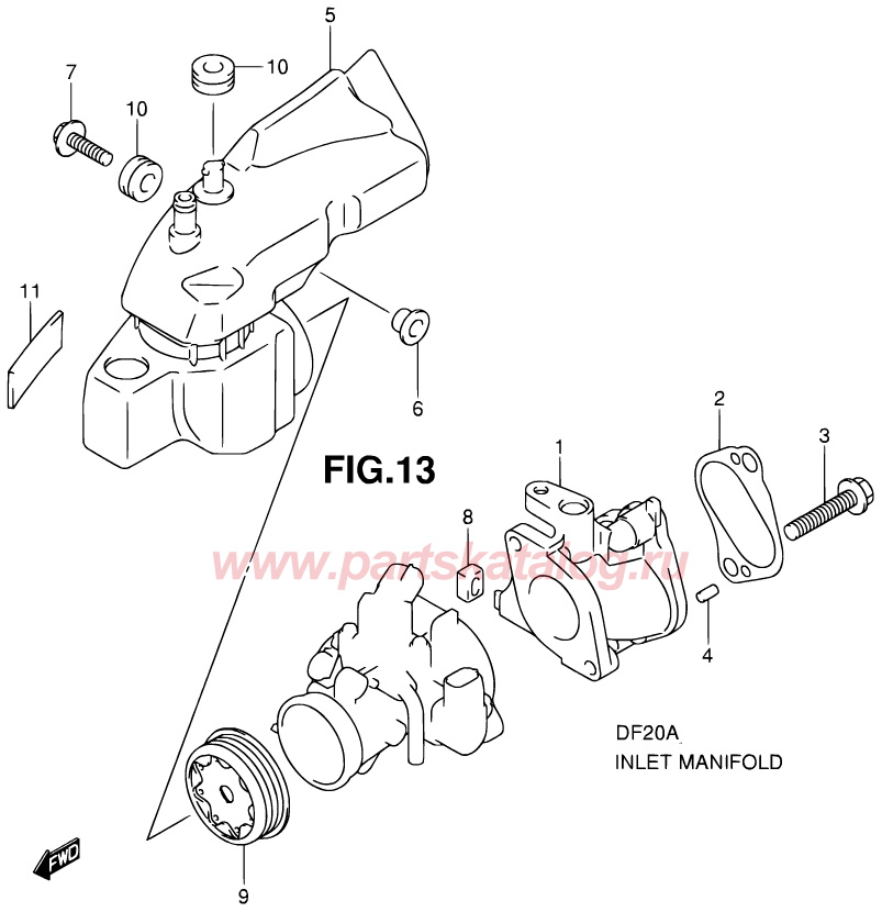 suzuki df20a 2013,   Inlet Manifold,  Suzuki df9.9br p01