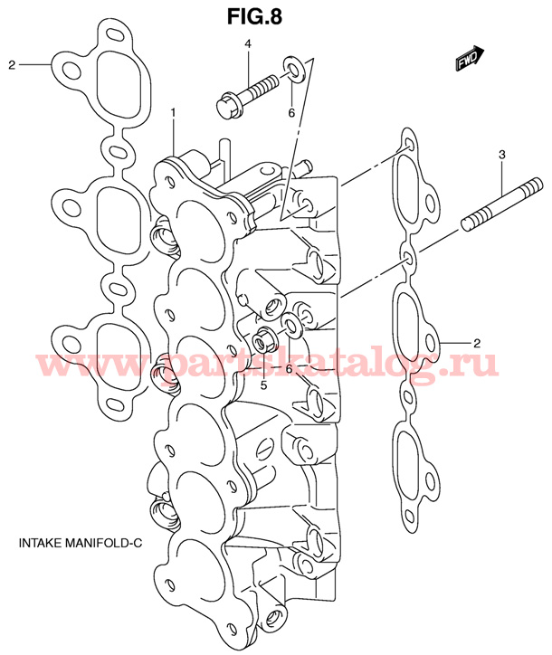   Suzuki DF 200 TK11 (E1) 2011, Intake Manifold