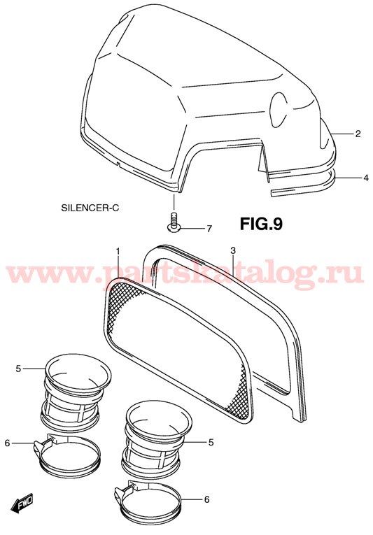  Suzuki DF200 TK11 (E1) 2011, Silencer