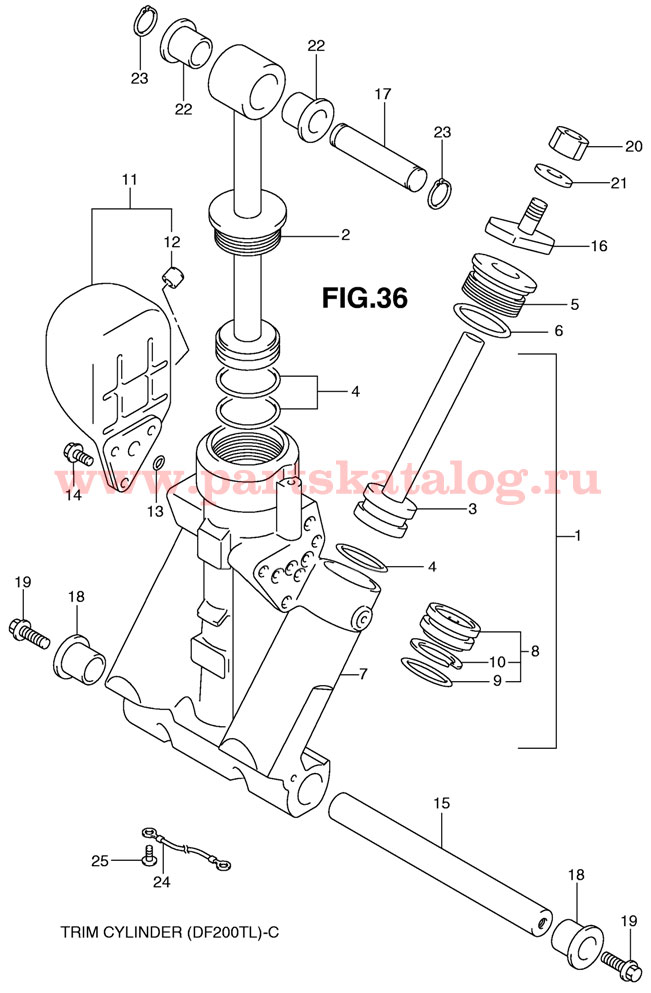   Suzuki df200 tk11 2011, Trim Cylinder   df200tl