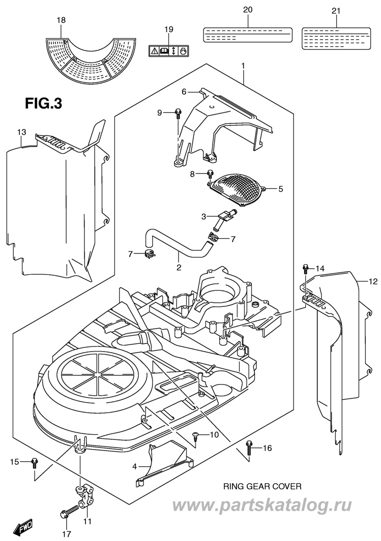    Suzuki DF-300 TK10 (E1) 2010,    Ring Gear Cover