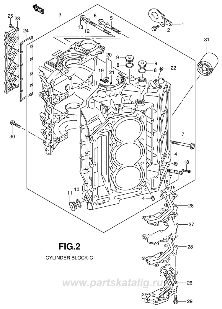    Suzuki DF300 TK10 (E1) 2010,  Cylinder Block