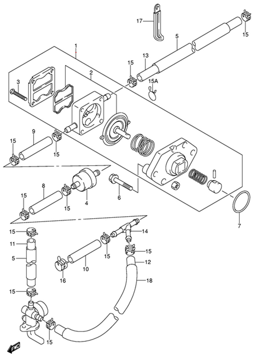 топливный насос Fuel Pump для моторов Suzuki DF5 2005-2009 года и Suzuki DF6 511204~