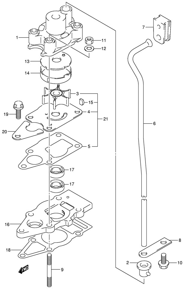 Water Pump  Suzuki DF5 2005-2009 