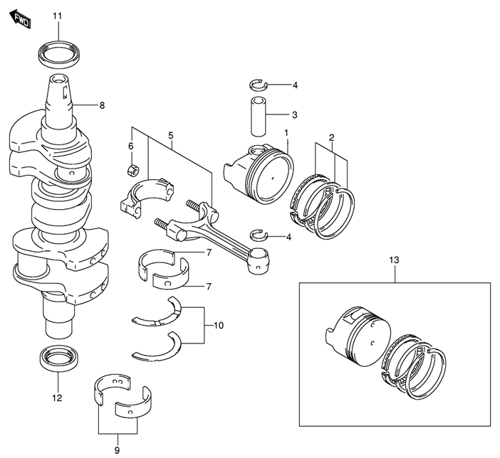  suzuki df50tl k9 Crankshaft