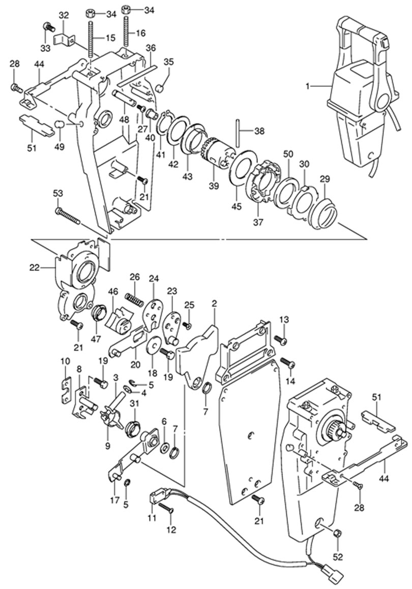   ,  ,  suzuki df50 2005-2009 , Remote Control Top Mount Double