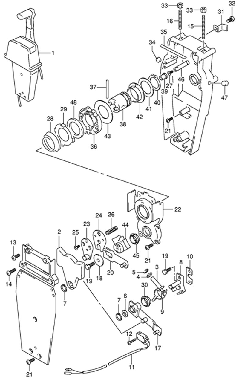   ,      suzuki df 50 2005-2009  , Remote Control Top Mount Single