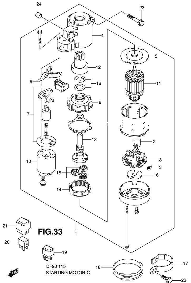   Suzuki DF90 TL K8,   Starting Motor