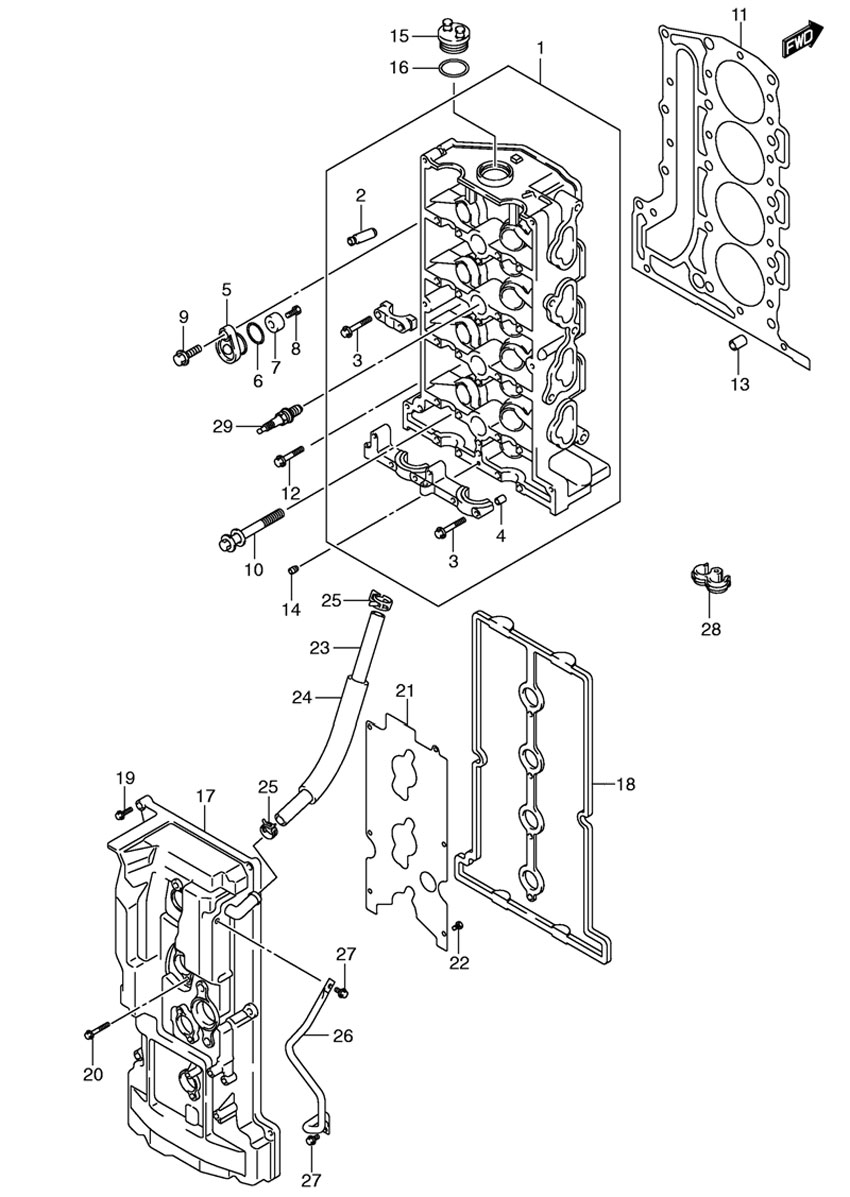     suzuki df90atl k9 Cylinder Head