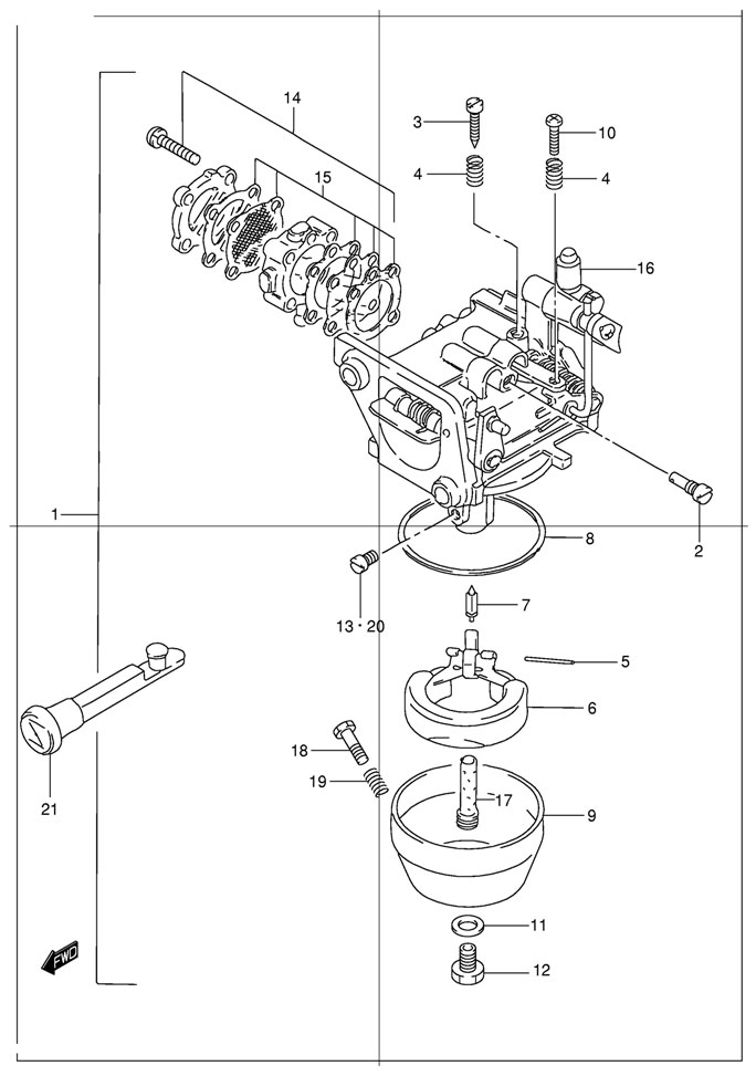 suzuki dt 15 sk9 - карбюратор Carburetor на модели DT9.9,15