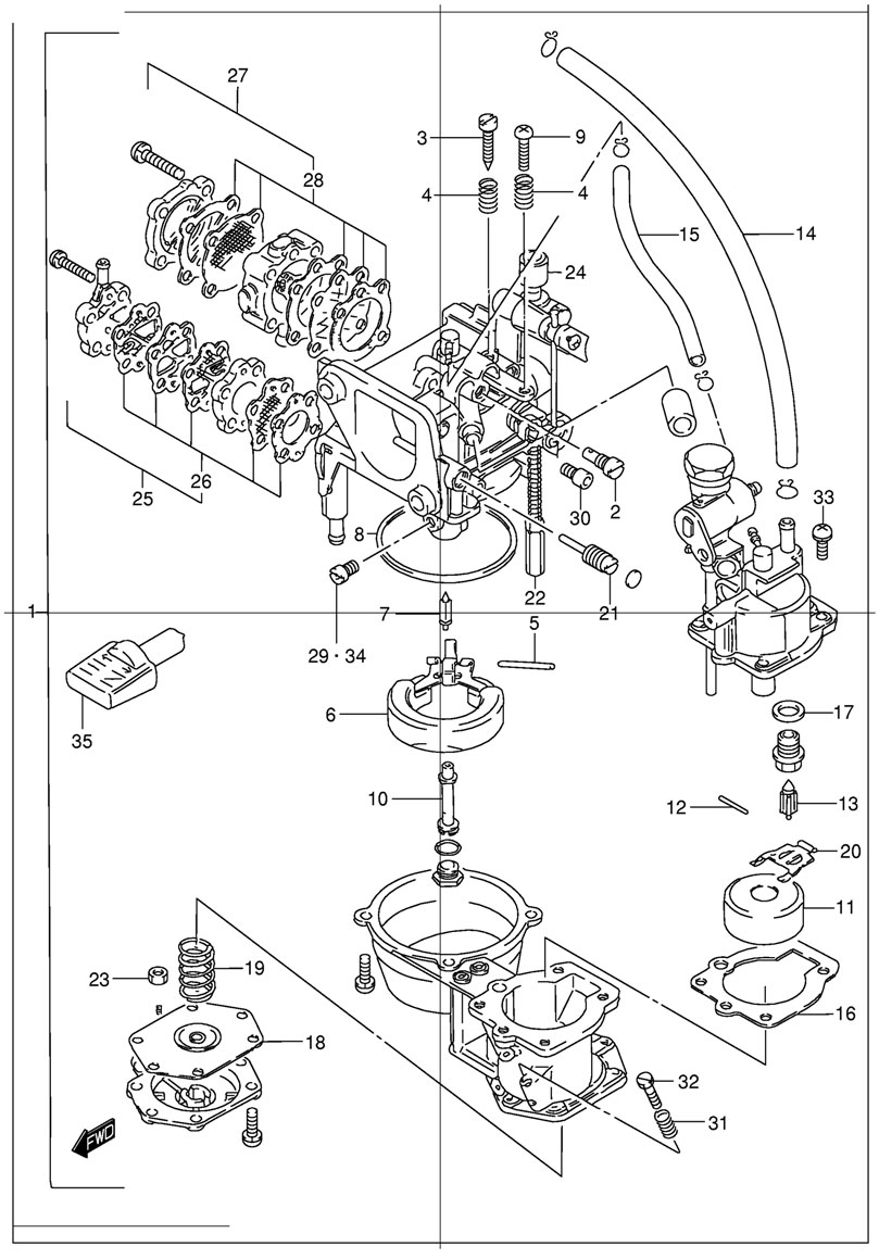 двигатель suzuki dt 15 sk9 - карбюратор Carburetor на модели DT15K